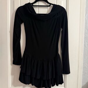 Fashion Nova Black Ruffled Long Sleeve Dress